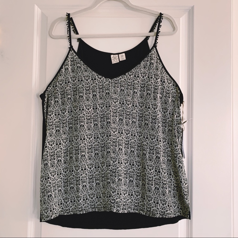 Artisan NY Strappy Tank Top Navy Blue White XL NWT